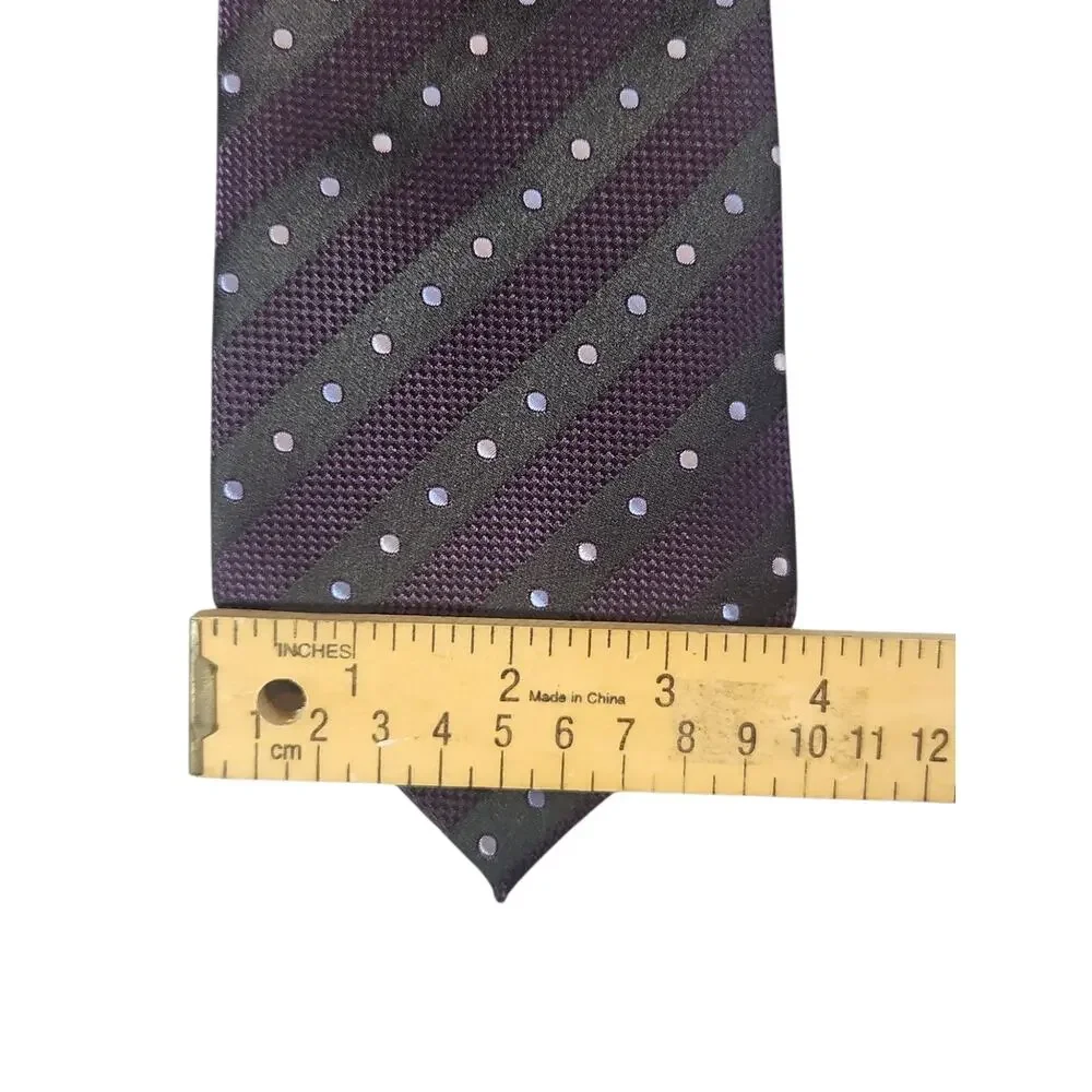 Giorgio Armani 100% Silk Tie Purple Black Striped Polka Dot‎ Made in Italy